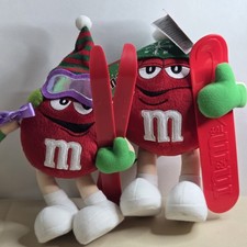 Coll/VTG: 2003 NWT- M M's "Red" Character Plush Dolls Skier And Snowboarder