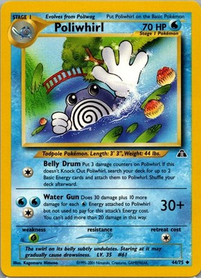 Poliwhirl 44/75 Uncommon Neo Discovery Pokémon Card