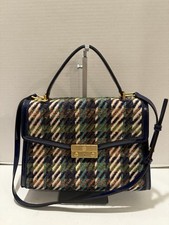 Tory Burch Juliette Top Handle Satchel Bag Purse Tweed & Leather Crossbody