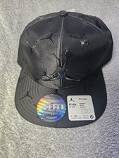 Nike Jordan Pro Cap Kids 8-20 Black Snapback Hat Jumpman All Over Print NWT