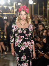 DOLCE & GABBANA Dress Black Pink Rose Print Stretch Silk Ruched Sz I 40 AU 8