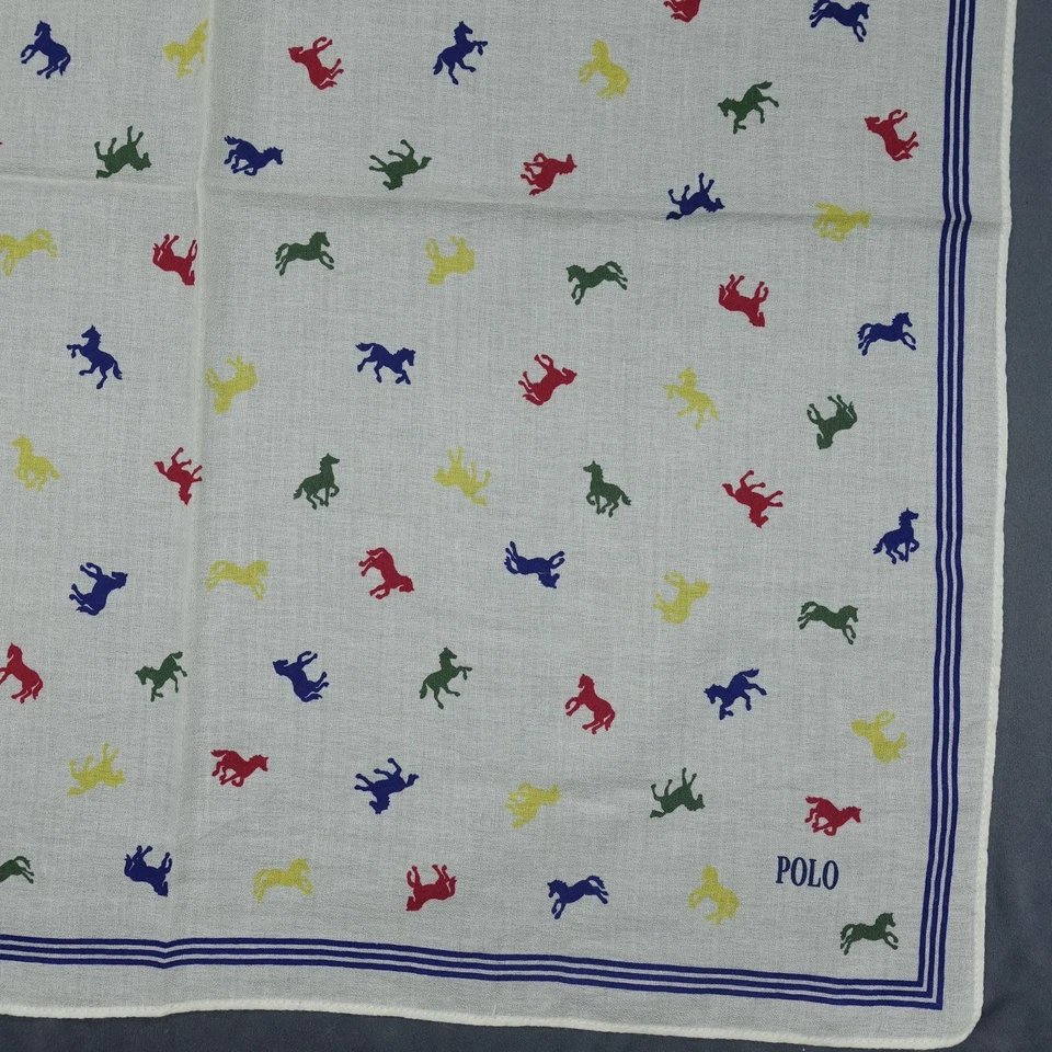 Polo Ralph Laurent Marfil Bolsillo Cuadrado Multicolor Logo Algodón Bufanda Talla:20"x20" Foto 4 de 4