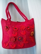 BORSA RETTANGOLARE A SPALLA LANA COTTA FIORI FIORELLINI COCCINELLE ETNICO NEPAL