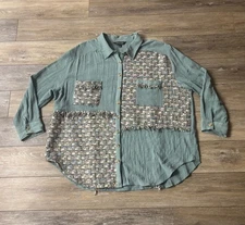 Davi & Dani Shirt Sz 2XL Texture Gauzy Fringe Lagenlook Western Boho Art To Wear