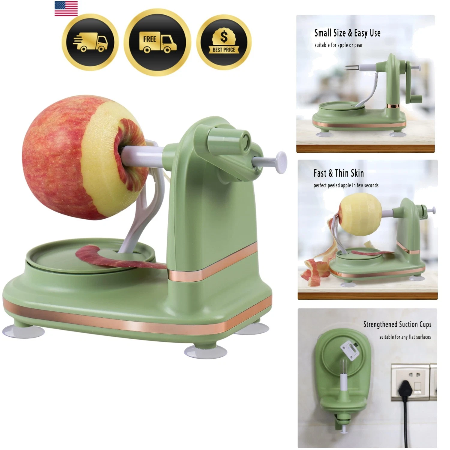 Apple Peeler Slicer Corer with 2 Replacement Blades Kitchen Tool Fruit Peeler
Opens in a new window