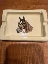Vintage Ceramic Horse Ashtray Yellow Sweet