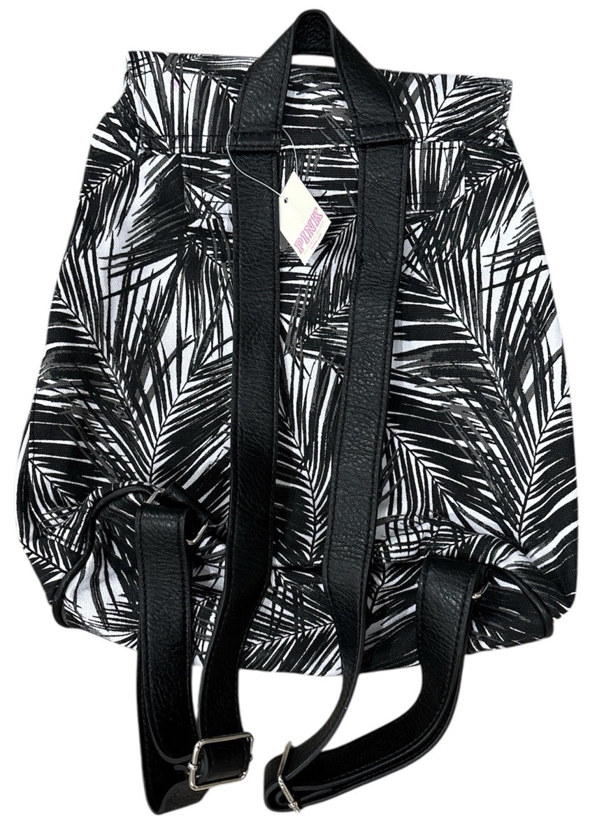 NWT PINK Victoria Secret mini backpack. Blue palm leaf design. Tropical ?️ Victoria main image 2