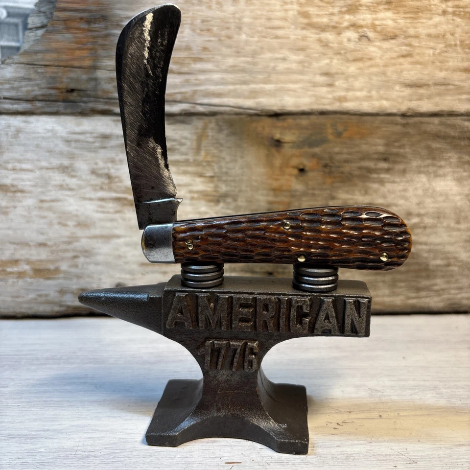 FACA VINTAGE 1917-1946 SCHRADE WALDEN NY EUA INCRÍVEL OSSO VERDE FALCÃO  - Imagem 3 de 4