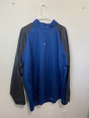 Men s Blue And Gray Tek Gear Dry Tek 1/4 Zip 3XL Tall Long Sleeve Jacket