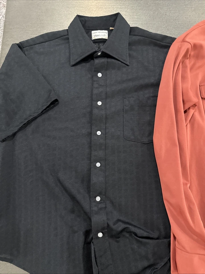 Van Heusen 3-fer Vintage Dress Shirts Rayon Polyester XL - Image 2 of 4