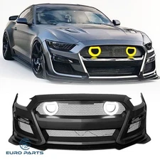 Fits 15-17 Ford Mustang GT500 Style Front Bumper Cover Replacement led Grille