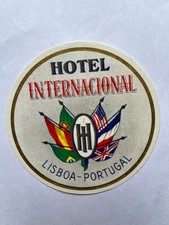 Vintage HOTEL INTERNACIONAL DECAL Lisboa, Portugal 3 1/2 X 3 1/2