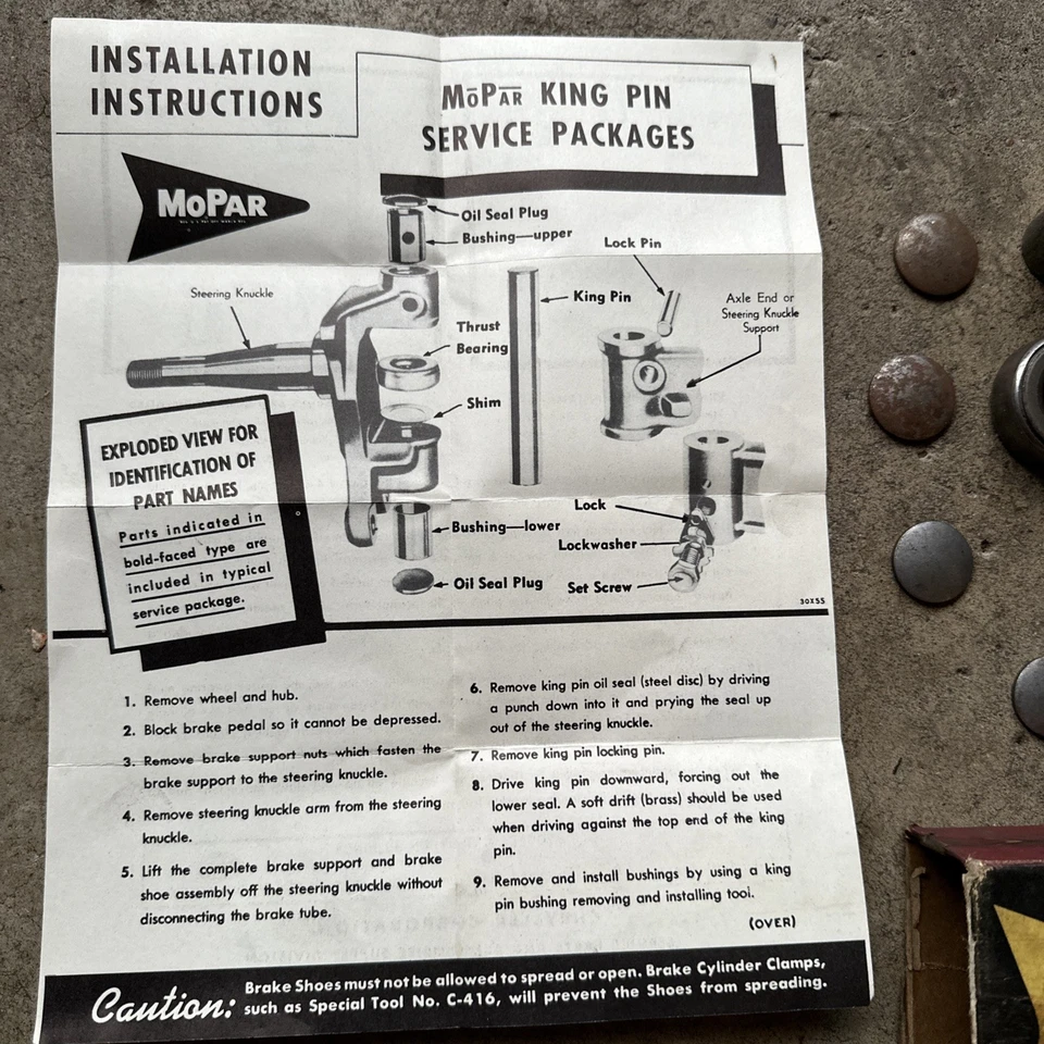 MOPAR PLYMOUTH KING PIN СЕРВИСНЫЙ ПАКЕТ НЕПОЛНЫЙ (ЧИТАТЬ) - Изображение 4 из 4