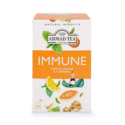 Ahmad Tea Herbal Tea, Lemon, Ginger, Turmeric, & Vitamin C 'Immune' 20 Count 