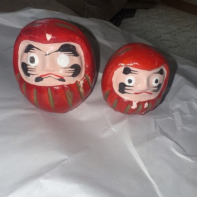 Red Daruma Doll Lucky Charm Hand-painted Red Daruma Japan SEE PICTURES 