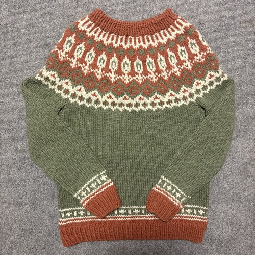 Vintage 90s Nordic Hand Made Hand Knit Sweater Fair Isle Wool Fits Like Womens S, $34.99