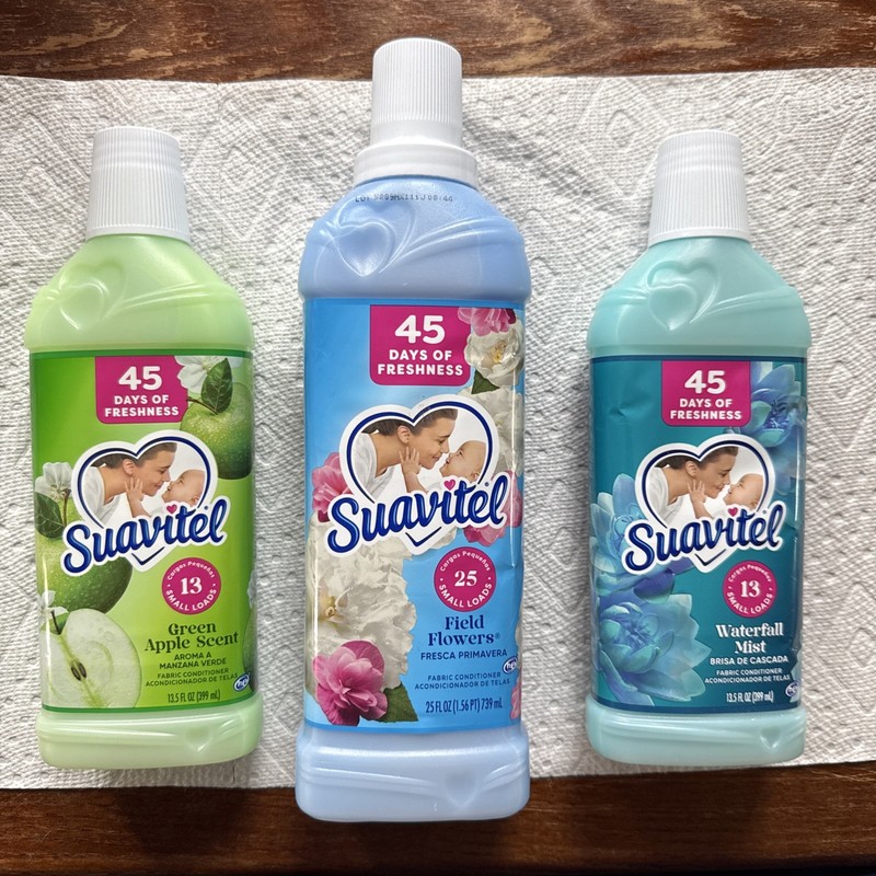 Suavitel Fabric Softener Green Apple Waterfall Scent Field Flowers 13.5 25 Fl Oz