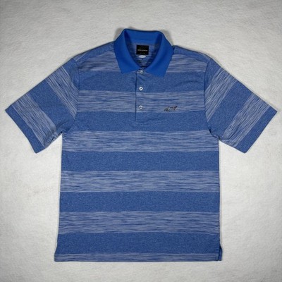 Greg Norman For Tasso Elba Men's Blue Stripped Golf Polo Size Small