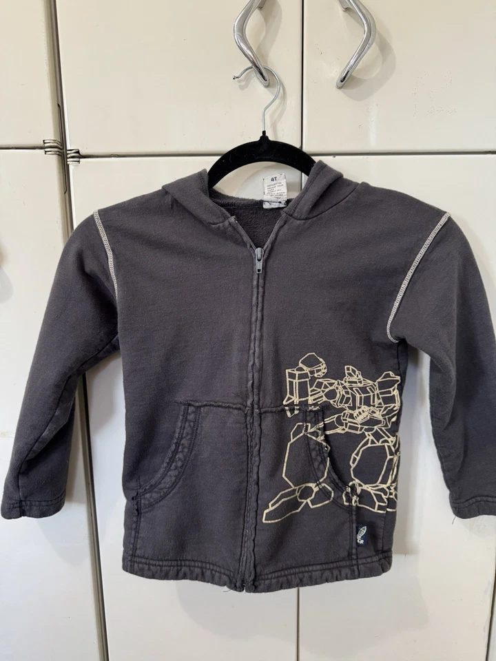 Vintage Y2K Retired 100% Cotton Robot Hoodie Size 4 Kids Charlie Rocket Zip Boys - Image 4 of 4