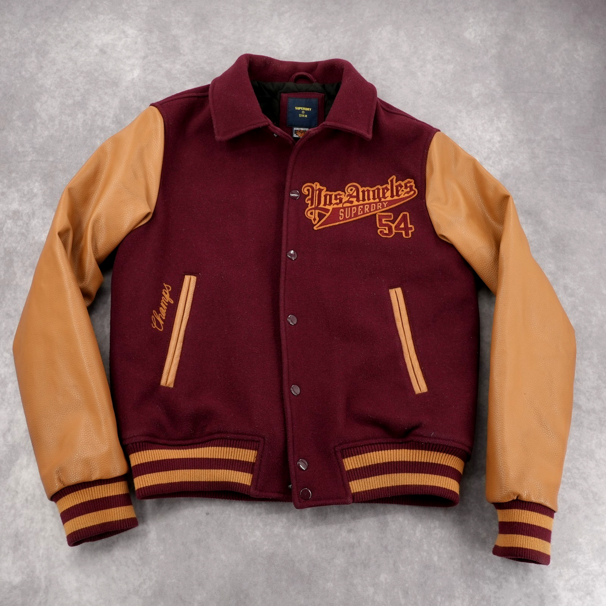 Superdry Los Angeles Wildcats Varsity Bomber Jacket Berry Mustard