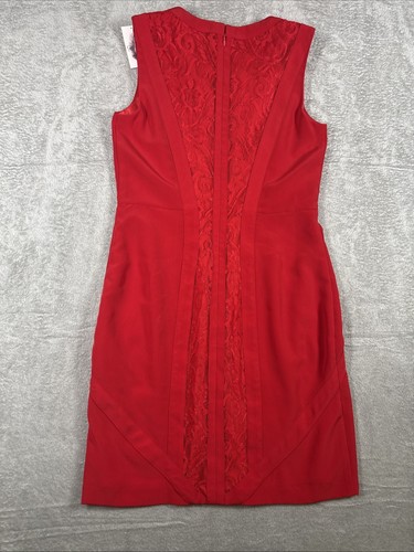 Jessica Simpson Women’s Red Sleeveless Lace Accent Dress Size 4 New - Picture 9 of 11