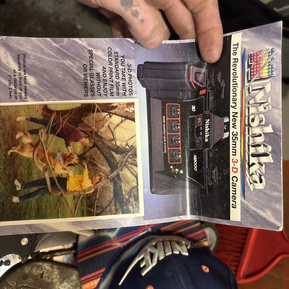 RARO NOS Nishika N8000 Cámara 3D Kit Completo Estuche Flash Impresiones Manuales COMO NUEVO Foto 3 de 4