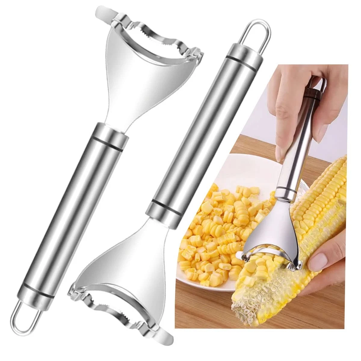 Lot of 2 Stainless Steel Corn Peelers for Corn Peeler on...