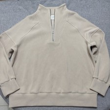 Varley Rhea Half Zip Sweat 2.0 Sweatshirt Sweater Women's XL Ottoman Ribbed