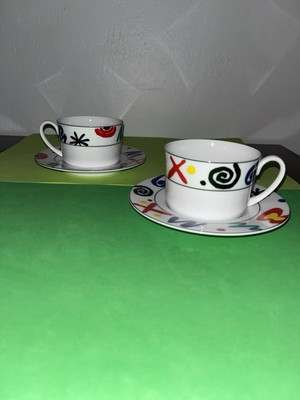 Studio Nova Color Mural YA 056 Cup & Saucer Set of 2 EUC 