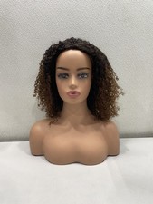 ISee Highlight Brown Kinky Curly Human Hair Half Wig 16"