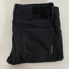 NEUW Mens Black Iggy Skinny Button Up Distressed Stretch Jeans Size 32 Very Good