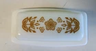 Vtg Pyrex Butter Dish with Lid Butterfly Gold 17-B  Milk Glass 1970s Retro USA