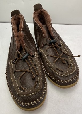 L L Bean Mens 10 M Wicked Good Lodge Chukka Boots Brown Leather Shearling Laces