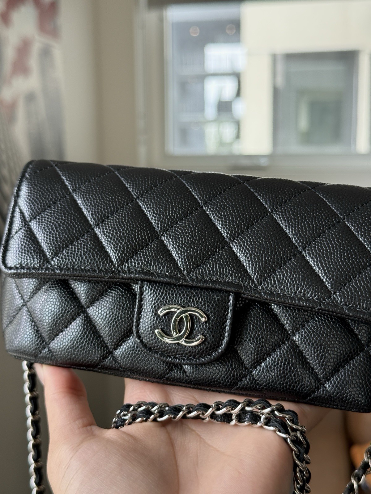 CHANEL Quilted Caviar Sunglasses Case with Chain image 8