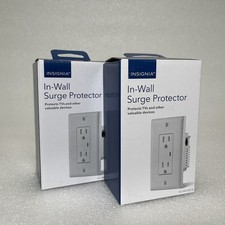 2 x Insignia In-Wall Surge Protector Outlet White NS-HW120S18 Brand New