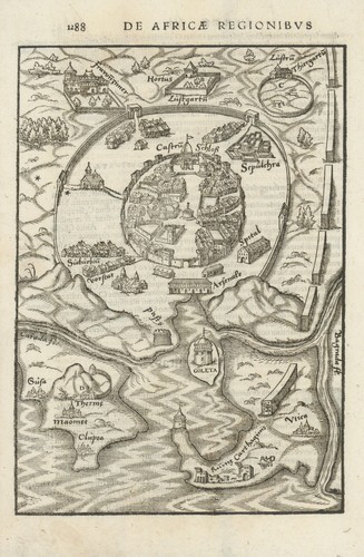 Tunis civitas. De Africa Regionibus. City of Tunis, Tunisia. MÜNSTER 1572 map