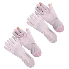 Sun Gloves for Women, Long Breathable Gloves,  11" & 4Pcs & Ice Silk & Purple