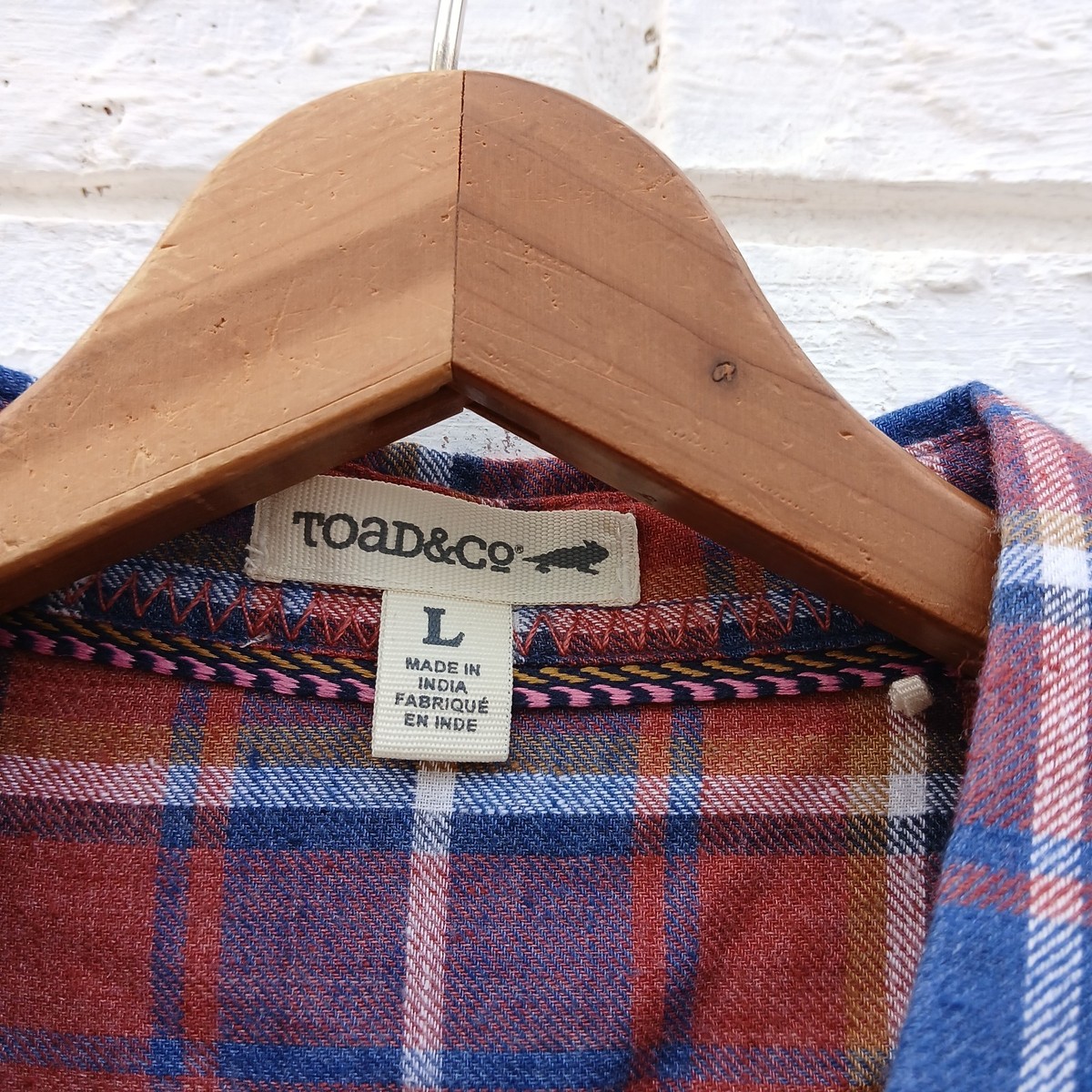 Toad & Co Cairn Flannel Plaid Shirt Size Large View 3