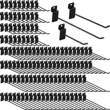 200 Pcs Slatwall Hooks Bulk Metal Hanging Panel Display Hangers for Garage Sh...