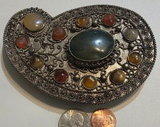 Vintage Metal Belt Buckle, Nice Silver and Colorful Stones Design, Nice Western
