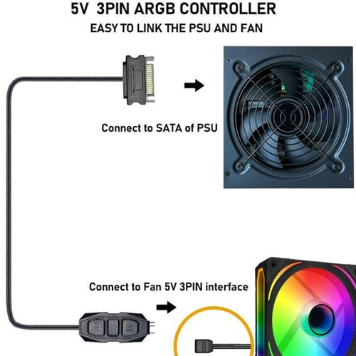 3 Buttons Argb Controller Computer Fan Adjustable 3pin with Remote Control - Afbeelding 8 van 11
