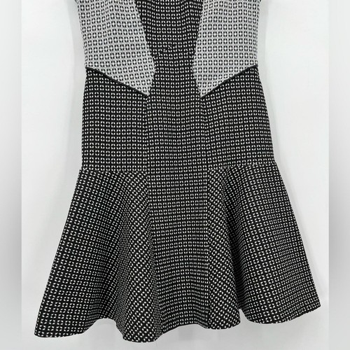 NWT ZAC Zac Posen VOGUE Peplum Midi Dress Printed Stretch Black Gray White Sz 14 - Picture 6 of 14