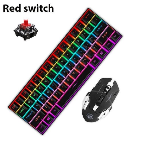 61 Keys Mechanical Keyboard Wired USB Mechanical Keyboard LED Wireless Mouse for - Picture 30 of 104