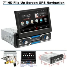 7" HD Flip up 1 DIN GPS Navigation Car Stereo MP5 Player Radio Bluetooth 1+16GB