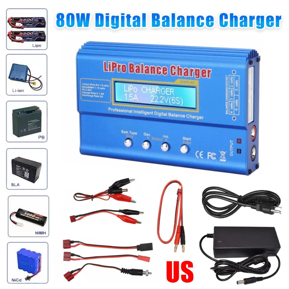 B6 LiPo Smart Battery Balance Charger Discharger iMAX 80W For RC NiMH LiFe NiCd - Image 2 of 4