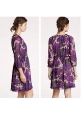 J.CREW Maisie Violet Purple Silk Chiffon Watercolor Abstract Print Dress Women 4