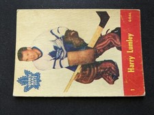1955-56 Parkhurst Hockey Card # 1 Harry Lumley HOF - Toronto Maple Leafs (VG/EX)