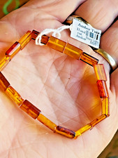 100 Genuine Stretchy Baltic Amber Bracelet Vintage Butterscotch Egg Yolk     