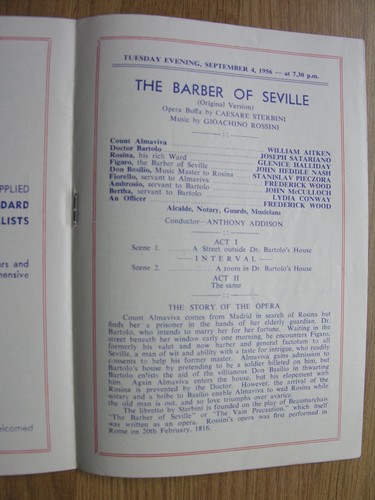 1956 BARBER OF SEVILLE William Aitken Satariano Carl Rosa Opera ...