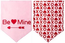 Valentines Day Dog Bandana 2 Pack Triangle Bibs Scarf for to Small Pattern B